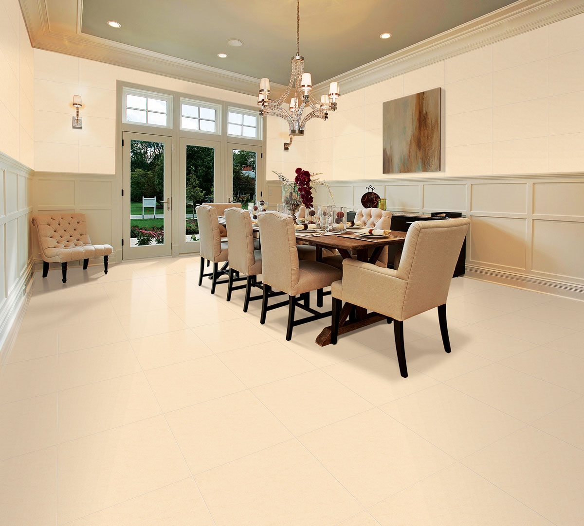 Phòng mẫu gạch lát nền Viglacera ECO-M605 đẹp sang trọng