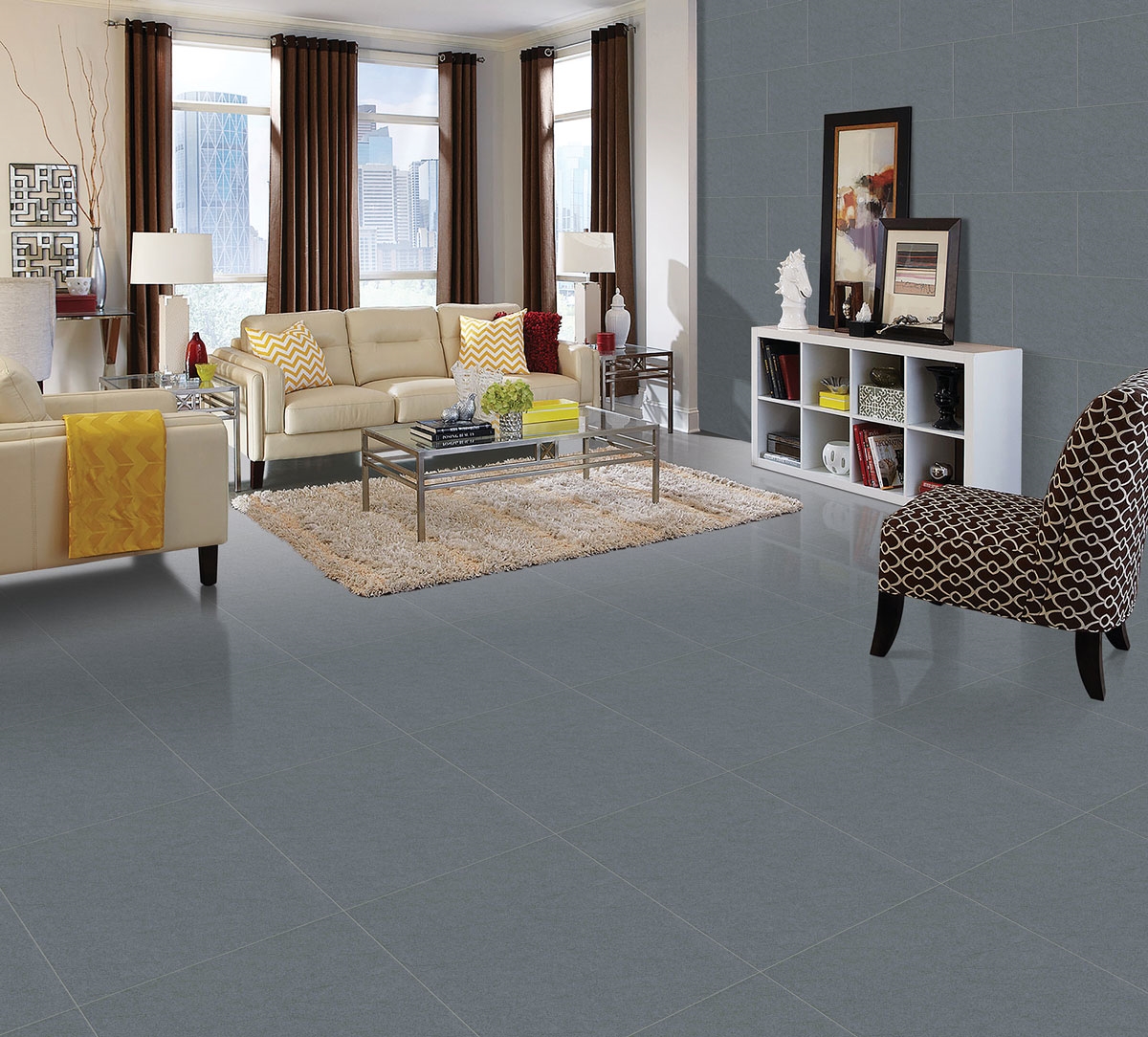 Phối cảnh phòng mẫu Gạch lát nền Viglacera ECO-M602 đẹp sang trọng