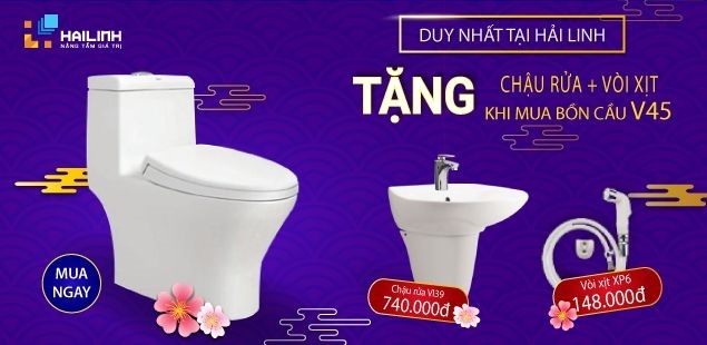 [KM] Hải Linh tặng bộ quà tặng SIÊU HOT trị giá 888.000đ dịp đầu năm khi mua bồn cầu Viglacera V45