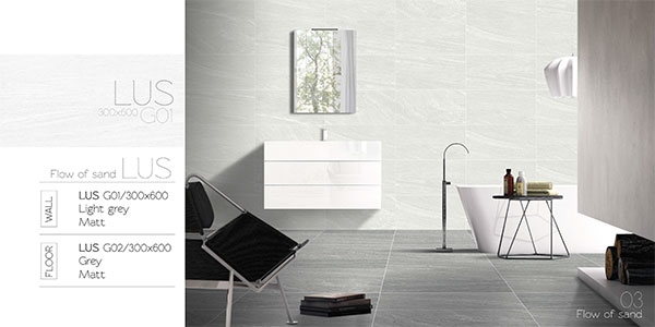Mẫu gạch Eurotitle LUS G01 xám sẽ làm không gian phòng trở nên thoáng hơn