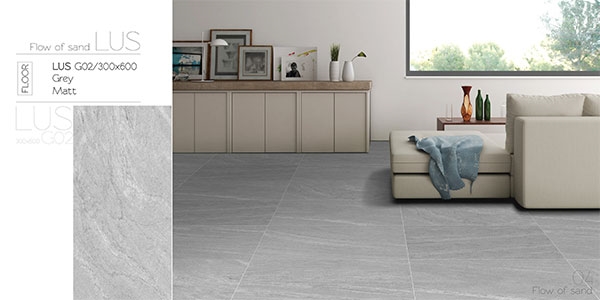 Mẫu gạch Eurotitle LUS G02 xám sáng ốp tường tạo ra nét hài hòa, tinh tế