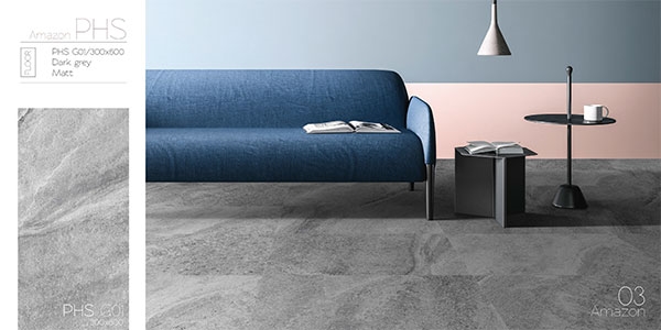 gạch Eurotile PHS G01 30x60 xám đen sử dụng lát nền phòng khách đẹp