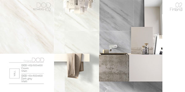 Mẫu gạch Eurotitle DOD H02 màu kem và và gạch Eurotitle DOD H04 đen xám