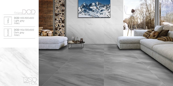 Mẫu gạch DOD H05 xám sáng và DOD H04 đen xám cho không gian phòng khách hiện đại đẳng cấp