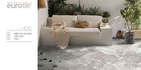 Gạch Eurotitle HOD G01 lát nền và mẫu gạch HOD G04 màu cam nâu thời thượng
