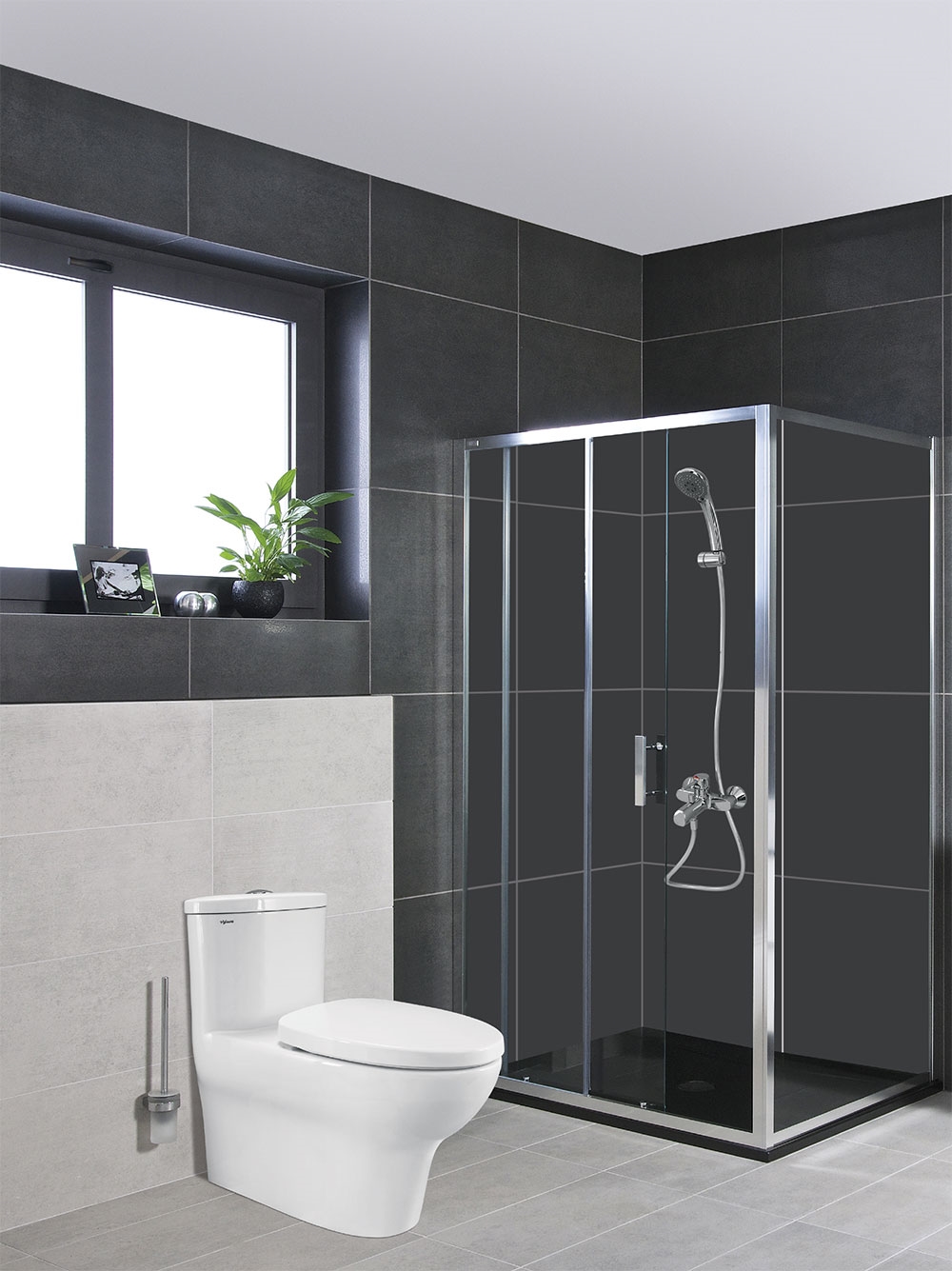 Chi tiết không gian kiến trúc phòng tắm lắp đặt bồn cầu Viglacera V37P