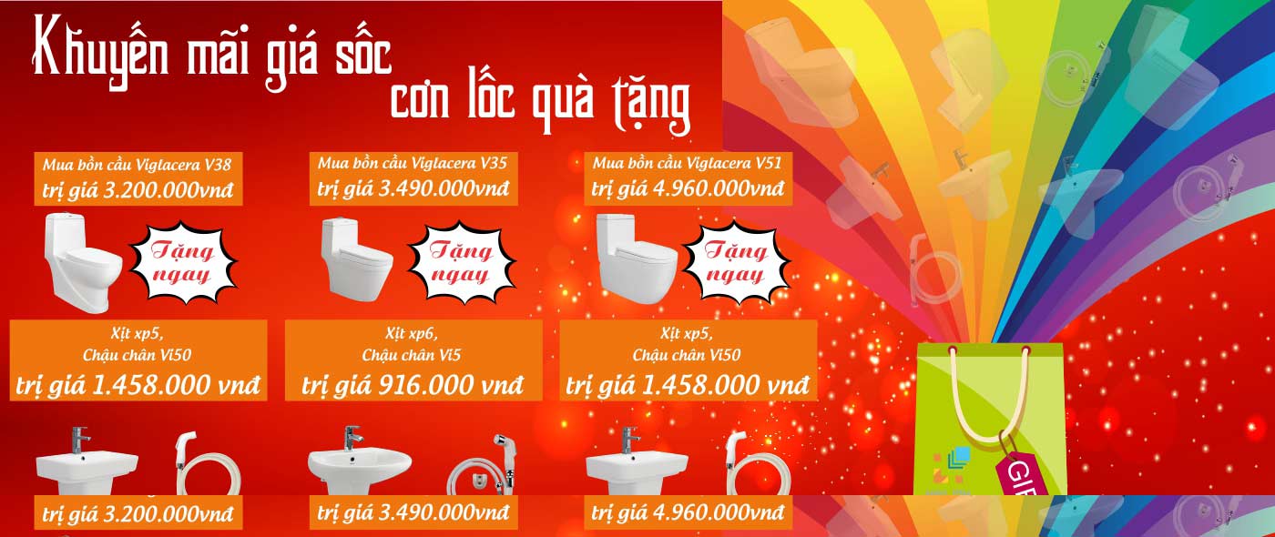 Khuyến mại giá sống cơn lốc quà tặng khi mua dòng sản phẩm bồn cầu Viglacera