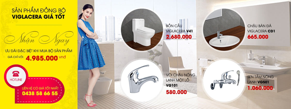 Bộ thiết bị vệ sinh Viglacera V41 sang trọng hiện đại giá hấp dẫn