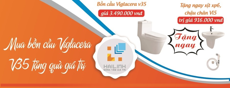 Mua bồn cầu Viglacera V35 giá 3.490.000 đồng được tặng ngay xịt XP6 và chậu chân Vi5 trị giá 916.000 đồng