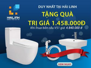 [KM] Tặng ngay bộ sản phẩm giá trị gần 2 triệu đồng khi mua bồn cầu Viglacera V51