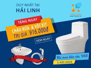 [KM] Mua bồn cầu Viglacera V35 TẶNG ngay bộ quà tặng trị giá 916.000 đồng
