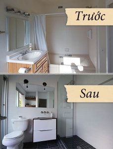 Thiết bị vệ sinh trong phòng tắm trước và sau khi tư sửa