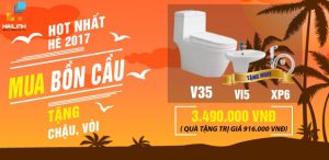 Bồn cầu 1 khối Viglacera V35 bán chạy nhất tháng 7/2017