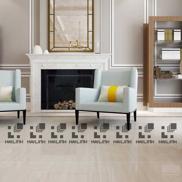 Phòng khách lát nền bằng mẫu gạch TS3 817