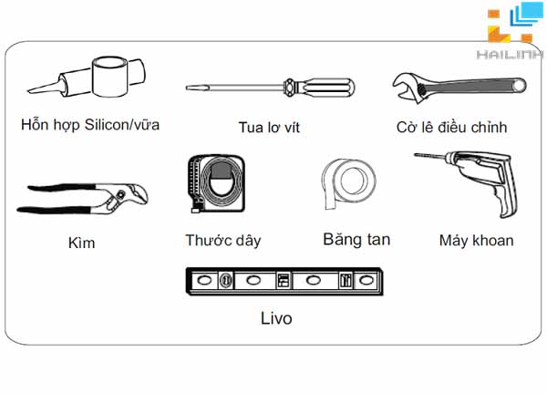 Dụng cụ lắp chậu rửa mặt
