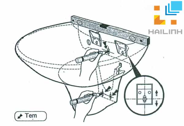 Đánh dấu lỗ cố định chậu