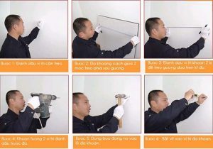 cách lắp gương nhà tắm Viglacera