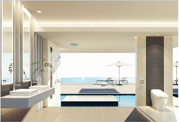 Hình ảnh nhà tắm đẹp với không gian mở, gần gũi thiên nhiên