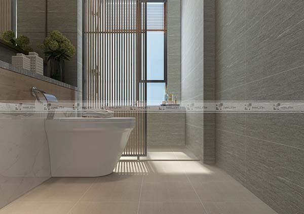 Sự riêng tư của phòng tắm vẫn được đảm bảo với phần bố trí vách ngăn hợp lý