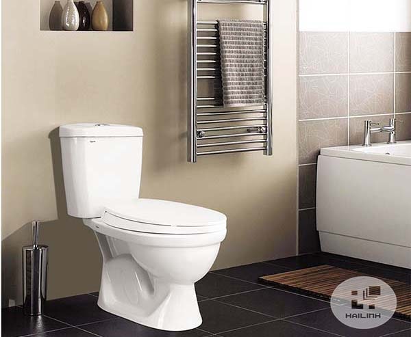 Bồn cầu 2 khối Viglacera được thiết kế nhỏ gọn hơn so với bồn cầu 1 khối