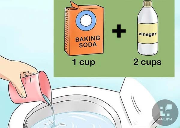Cách làm sạch bồn cầu bằng giấm ăn và bột soda