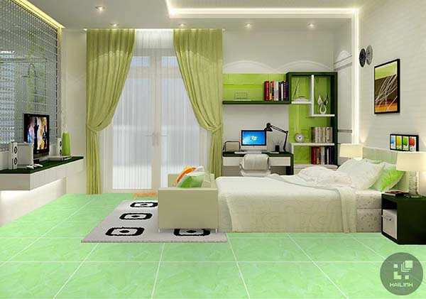 Một số lưu ý khi sử dụng gạch lát nền màu xanh