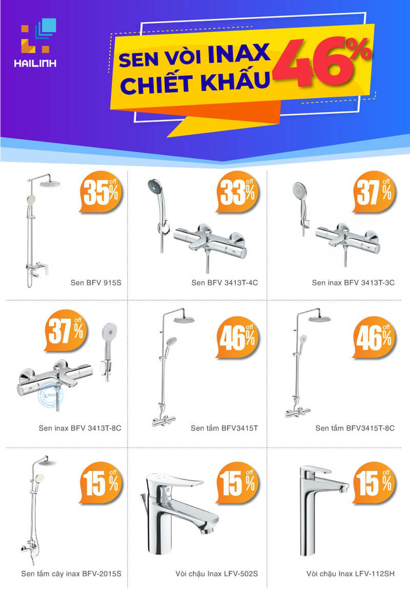 Giảm giá lên đến 46% các sản phẩm thiết bị vệ sinh Inax