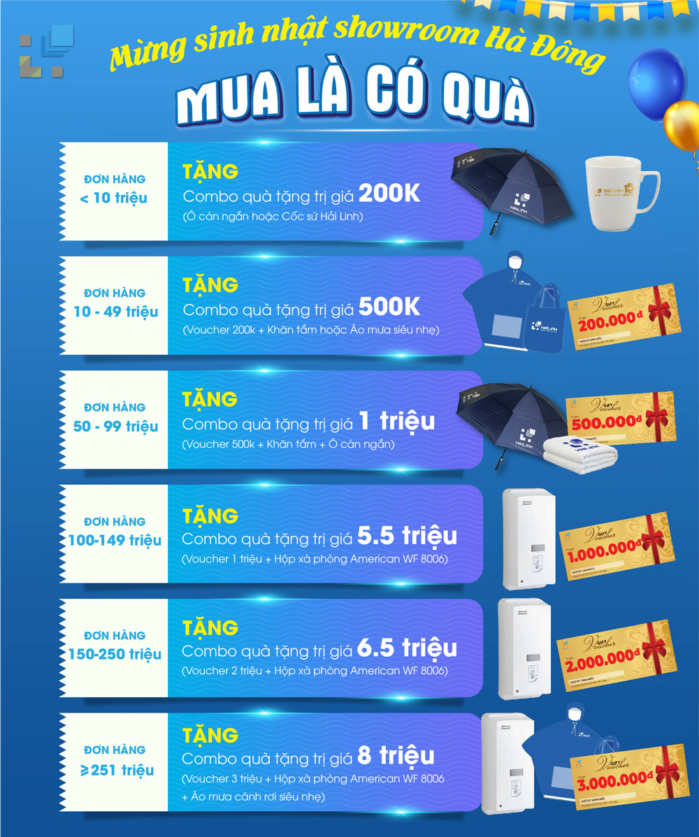 Mừng sinh nhật Showroom Hà Động tặng quà giá trị lên đến 8 triệu đồng. 