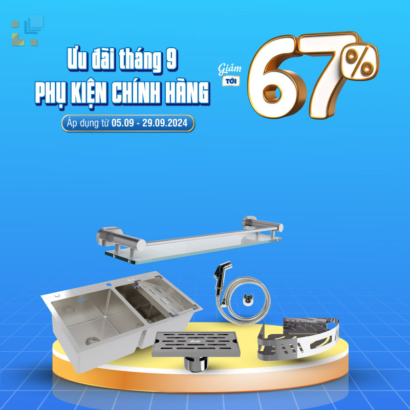 Ưu đãi tháng 9 phụ kiện vệ sinh chính hãng giảm tới 67%
